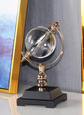2746轻奢欧式办公室水柜晶品球摆件书房桌面装饰球仪工艺客厅地酒