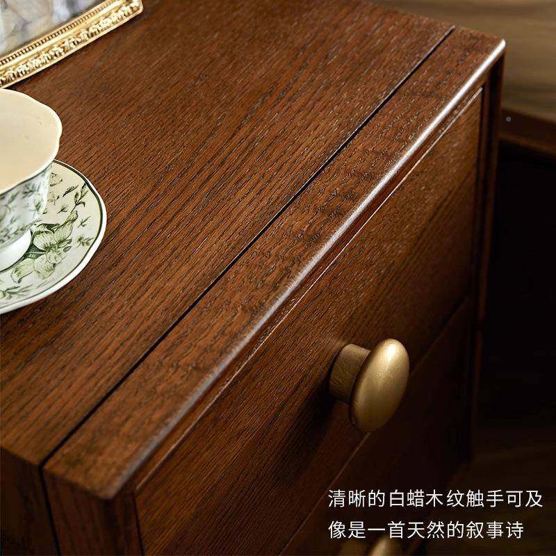 法式复古实室木床头柜小户型美式卧物柜收纳柜白蜡床头柜木古风中,淘宝优惠券,粉丝福利购,淘宝优惠卷