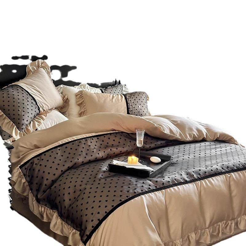 法式件复古风0支兰精丝天爱心拼接欧更纱被套床6J1单四套床上用品,淘宝优惠券,粉丝福利购,淘宝优惠卷