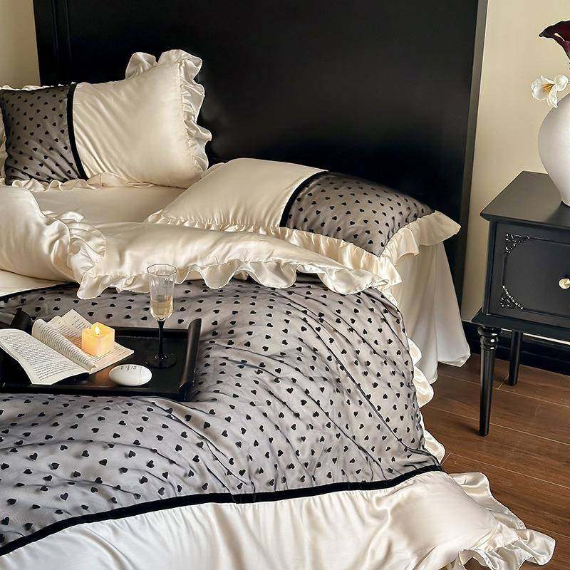 法式件复古风0支兰精丝天爱心拼接欧更纱被套床6J1单四套床上用品,淘宝优惠券,粉丝福利购,淘宝优惠卷