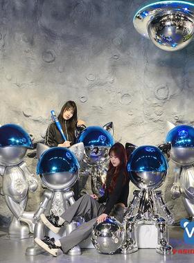 酒店样板间玄关大型雕塑售楼部网红太空猫摆件创意人物装饰艺术品