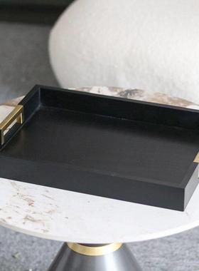 新中式实木托盘售楼处茶几桌面摆件样板房客厅茶具收纳盘饰品组合