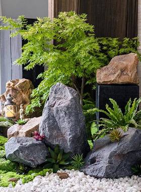 石头式室内绿植景ir7265观造景园林假山摆件泡沫户外石头雕塑中道