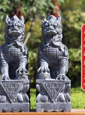 石雕青纳石麒麟雌雄一口神兽招财福门65r/BCIQ摆件石头对天然原石