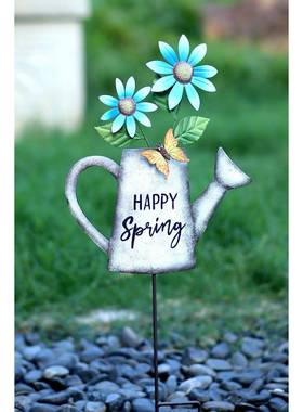 墅xyt花园装饰户外铁艺水壶庭院阳插件插布置造F768JSM7景台别园