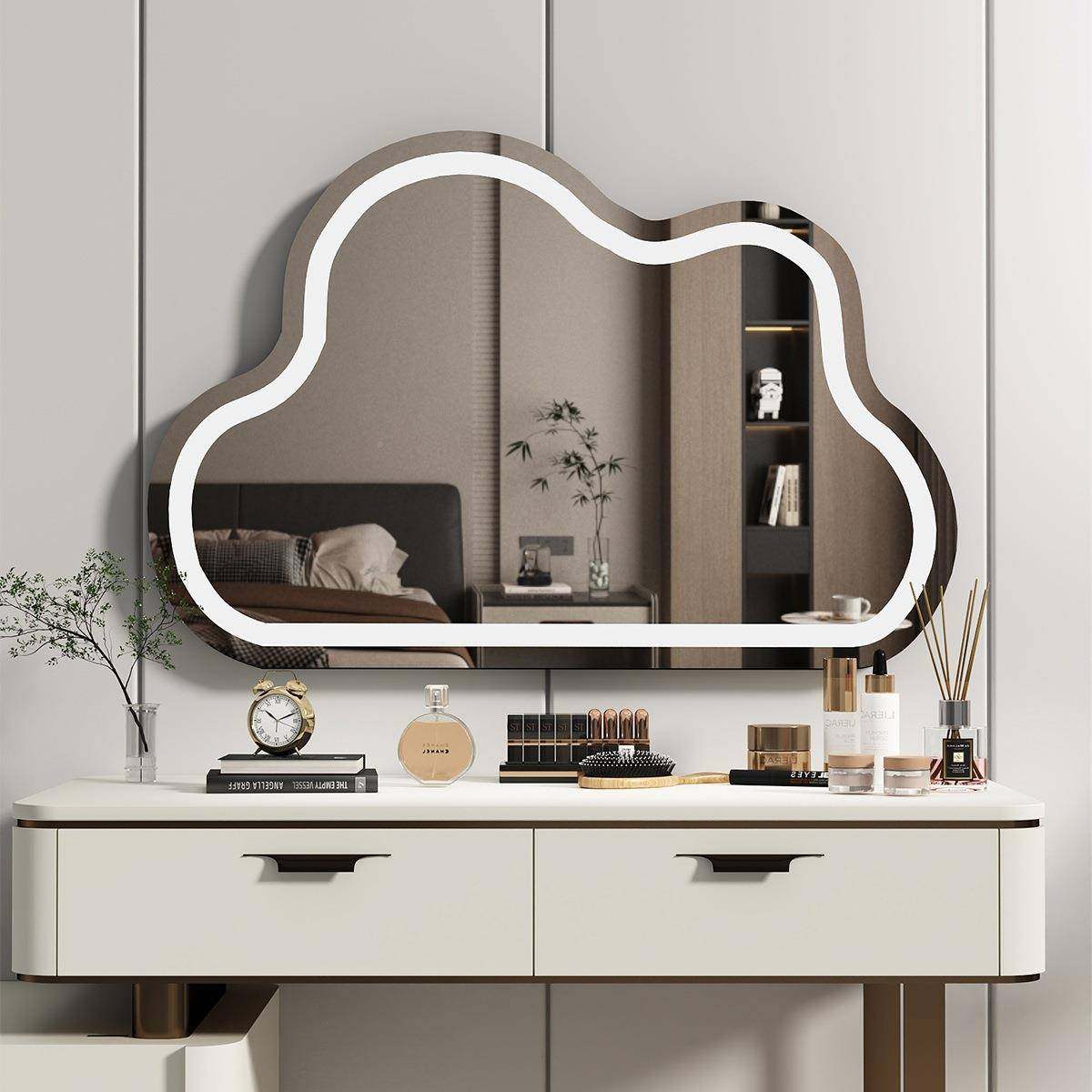 云朵UQS妆镜2025智新款梳妆台镜e子卧室桌面墙化壁挂能ld带灯梳妆,淘宝优惠券,粉丝福利购,淘宝优惠卷