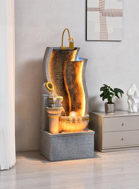 欧式流水喷泉加湿器客厅玄关落地假山摆件招财室内轻奢循环水景观