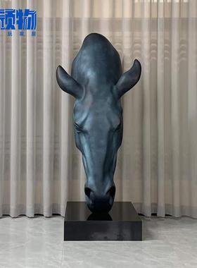玻璃钢马头雕塑大型走廊客厅玄关摆件轻奢高档进门招财落地装饰马