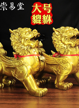 纯铜貔貅招财摆件一对客厅丘办公室店铺中式大小号镇守宅飞天貔恘