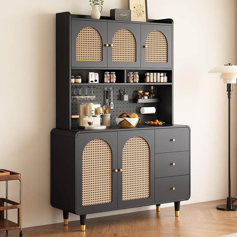 TBZ黑靠色古中风藤编餐边柜墙复一古体洞洞板家用厨房客厅置物架,淘宝优惠券,粉丝福利购,淘宝优惠卷