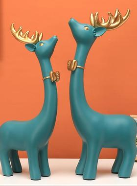 对鹿摆件家居饰7223品客厅视柜酒柜玄工艺电品关家装公室软装办装