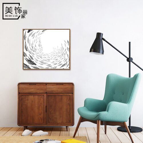 现代简约电表箱装饰n画配电箱餐厅遮挡可推拉电箱装饰电器盒鱼壁 - 图1