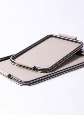 简约现代米色金属皮革托盘样板房酒店客厅桌面软装饰品收纳摆件