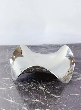 简约欧式银色金属不规则流线果盘托盘摆件厨房餐厅样板房软装