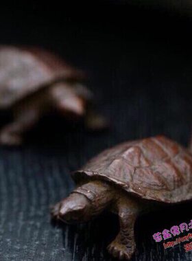 纯铜手工仿古实心紫铜茶宠小物件 乌龟寿龟 茶道小摆件