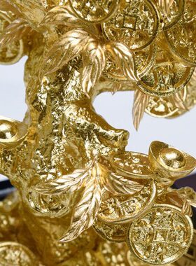 开业礼物金箔工艺品招财进宝公司办公室摆件发财树搬家乔迁新居礼