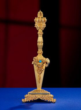 金刚杵居摆件铜三面普巴金刚橛杵家居摆件22cm