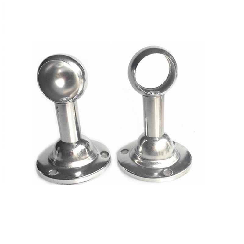 304不锈钢晾衣杆吊杆吊通毛巾单挂钩I支架固定座不锈钢圆头座双通 - 图2