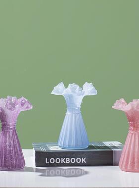 高档芬顿手工裙客边瓶摆现代轻奢厅茶几边角裙边花瓶几软装装花件