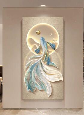 锦玄关装饰画VNZ鲤鱼图轻奢门感入户画正对运旺走廊过道壁挂画