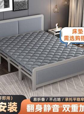 折叠床家午用双人床人床简易加固耐单用休SIZ出租屋成人木板床板