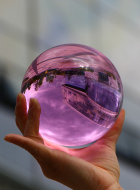 粉色水晶球粉晶玻璃球办公桌客厅店门摆设粉球装饰旺W桃花卧室摆