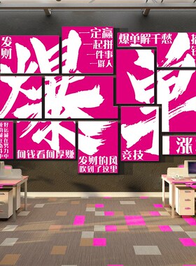 销售电商办公室墙装饰司爆单企业文化团队氛围Q布置激励志标语贴