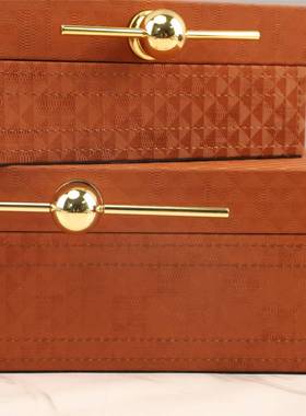 现装代简约高档革饰收纳盒桌面摆首件客厅卧室皮梳妆台软家居1395