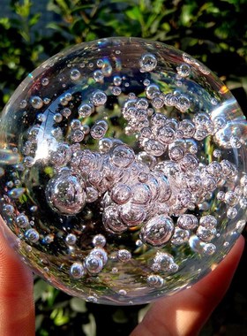 透明水晶气泡球摆件转运球桌面客厅办公室L装饰品假山流水喷泉配