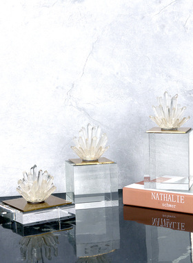 天然蓝色晶石水晶底座摆件简约客C厅样板间酒柜摆设现代玄关饰品