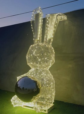 不锈钢雕塑制作抽象动物铁艺发光装饰大型摆件公园美陈售楼部摆件