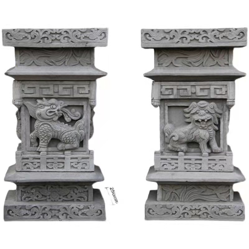 砖雕中式墀头门楼装饰门头古建四合院别墅庭院浮雕马头狮子蹲 - 图0