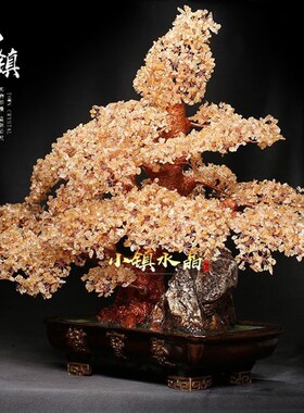 天然黄水晶摇钱财宝树超大款家居玄关客厅N公司店铺开业礼品摆件
