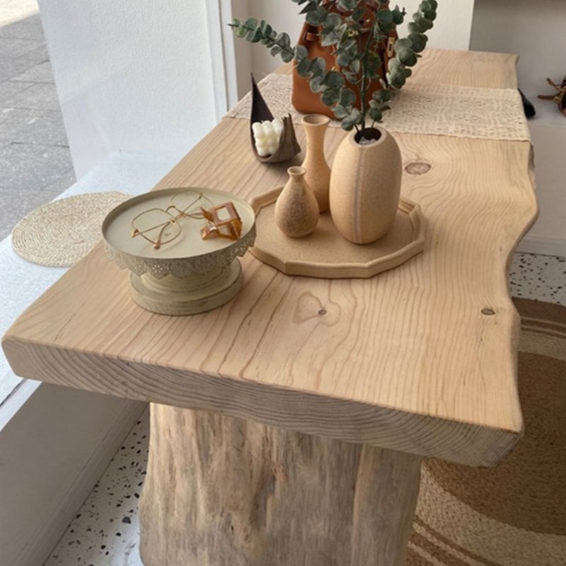 整张无拼接实木板材定制原木茶桌大板桌台面茶台茶几办公会议长桌 - 图0