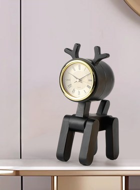 现代简约座钟摆件儿童房样板房书房办公桌面钟表小众高级感装饰品