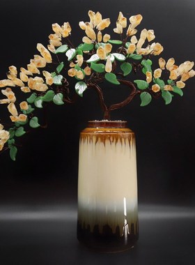 黄水晶发财树紫水晶摇钱树家居摆件客厅玄关酒柜店铺开业乔迁送礼