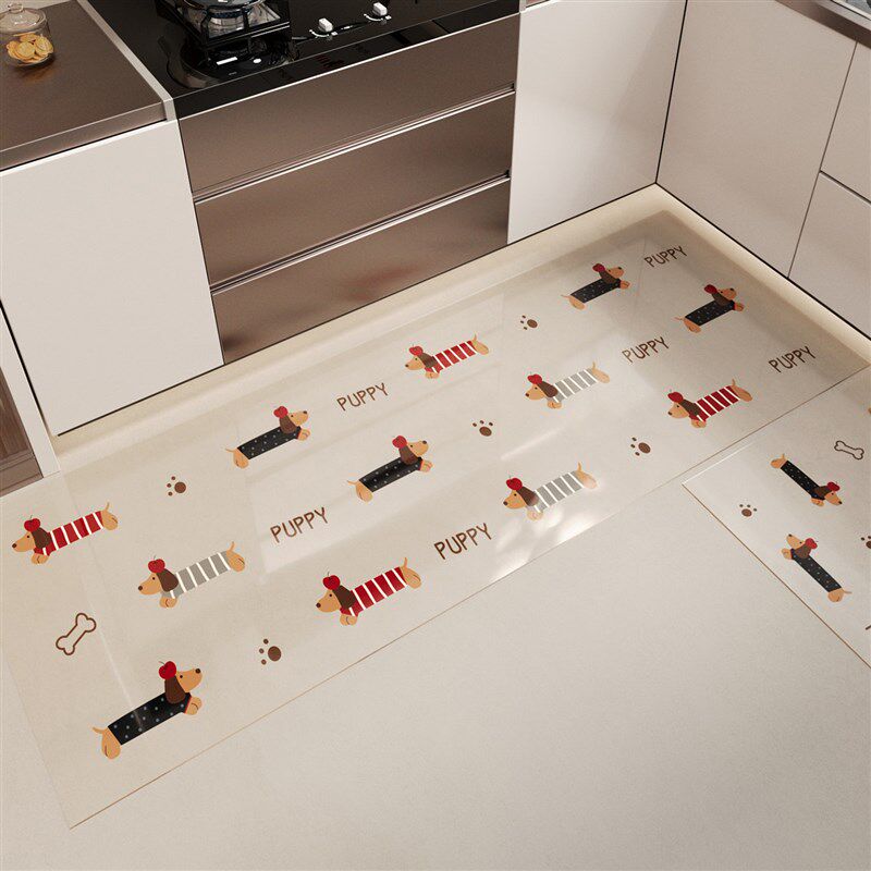 Kitchen floor mats are waterproof and oil-proof, special no-wash and wipeable carpets, cuttable soft glass transparent T-shaped easy-care floor mats