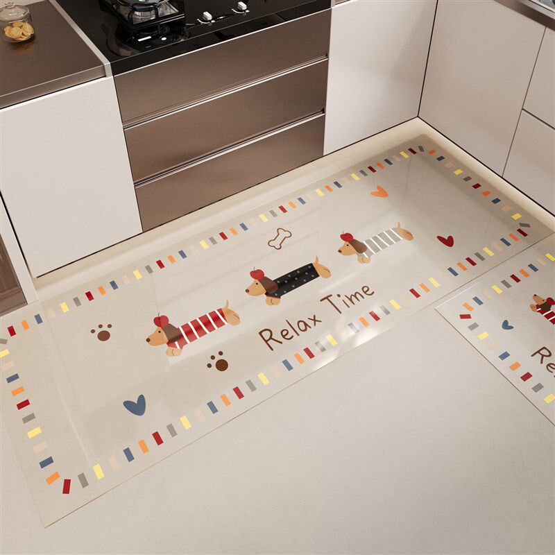 Kitchen floor mats are waterproof and oil-proof, special no-wash and wipeable carpets, cuttable soft glass transparent T-shaped easy-care floor mats