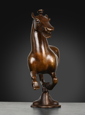 纯铜马踏飞燕摆件铜奔马家居客厅书房办公室中式装饰X品仿古工艺