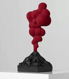 极简简约现代红色创意房味火山喷装发123456摆件客厅电视柜样板饰