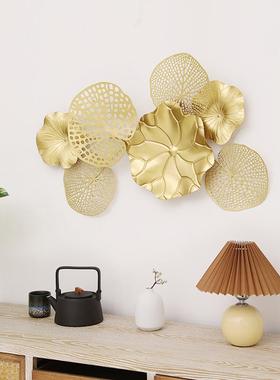 北立欧铁艺金色荷JAT.f花饰意客厅背景创墙酒店店铺体荷叶装饰壁