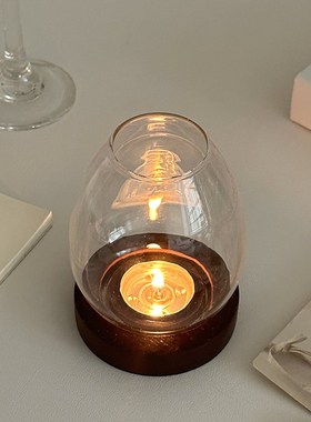 浪漫烛光晚餐蜡烛带灯罩家用香y薰烛台防风罩装饰摆件挡风罩子户