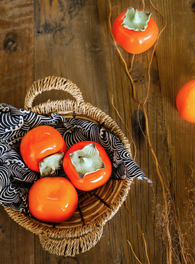 手工陶瓷柿子茶叶l罐小号迷你便捷旅行茶具事事如意创意小礼品摆