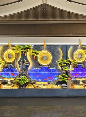 水幕落墙流水屏风假山喷循环水办水景装饰招财公客泉tb-75719厅地