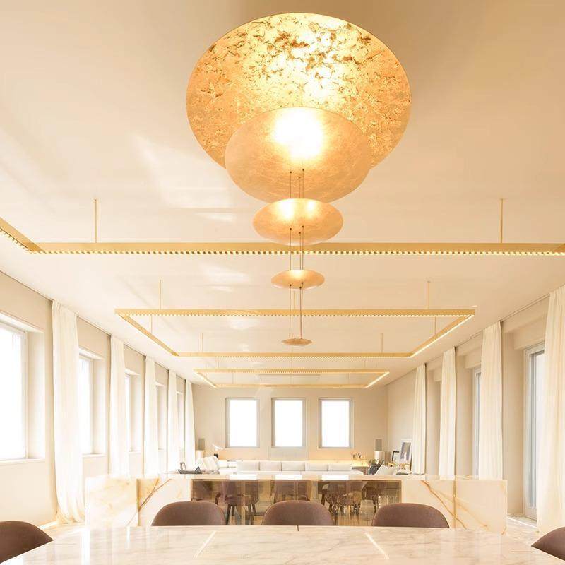 3551约简气现代轻奢大餐厅吧台吊灯创意个性箔客厅别墅挑空金吊灯,淘宝优惠券,粉丝福利购,淘宝优惠卷