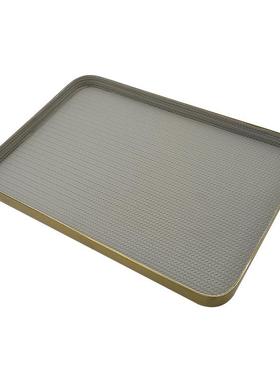 现代质简约金样属皮长装饰托盘方房形托盘摆件样板售楼处软装饰品