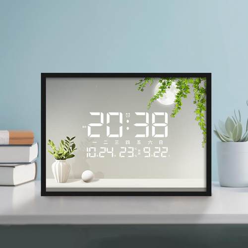 电子钟放表挂钟厅F98TTTMH房摆式迷你客台式万年历数字时钟桌面摆 - 图1