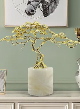 高档轻奢大柜装饰摆件品客迎客松系厅家居软装现代玄酒关摆设高端