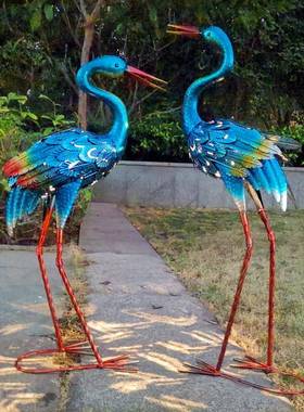 W-G22014小低幼儿园装饰动物铁艺鹤头款别墅花园摆设庭院景太观阳