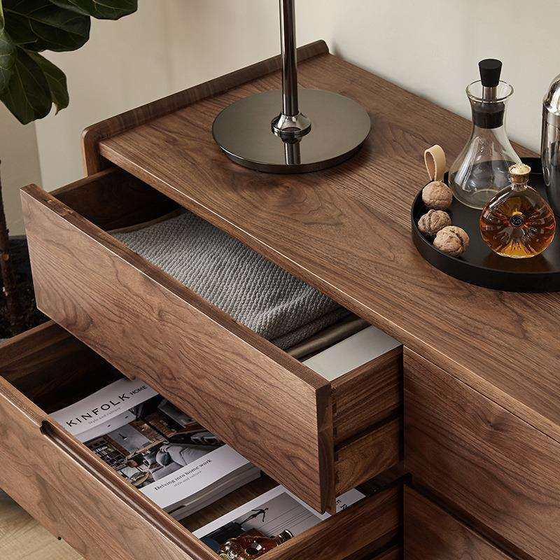 黑胡桃木卧室储物柜收纳柜日式简约客厅斗柜边柜全实木置物六斗柜,淘宝优惠券,粉丝福利购,淘宝优惠卷